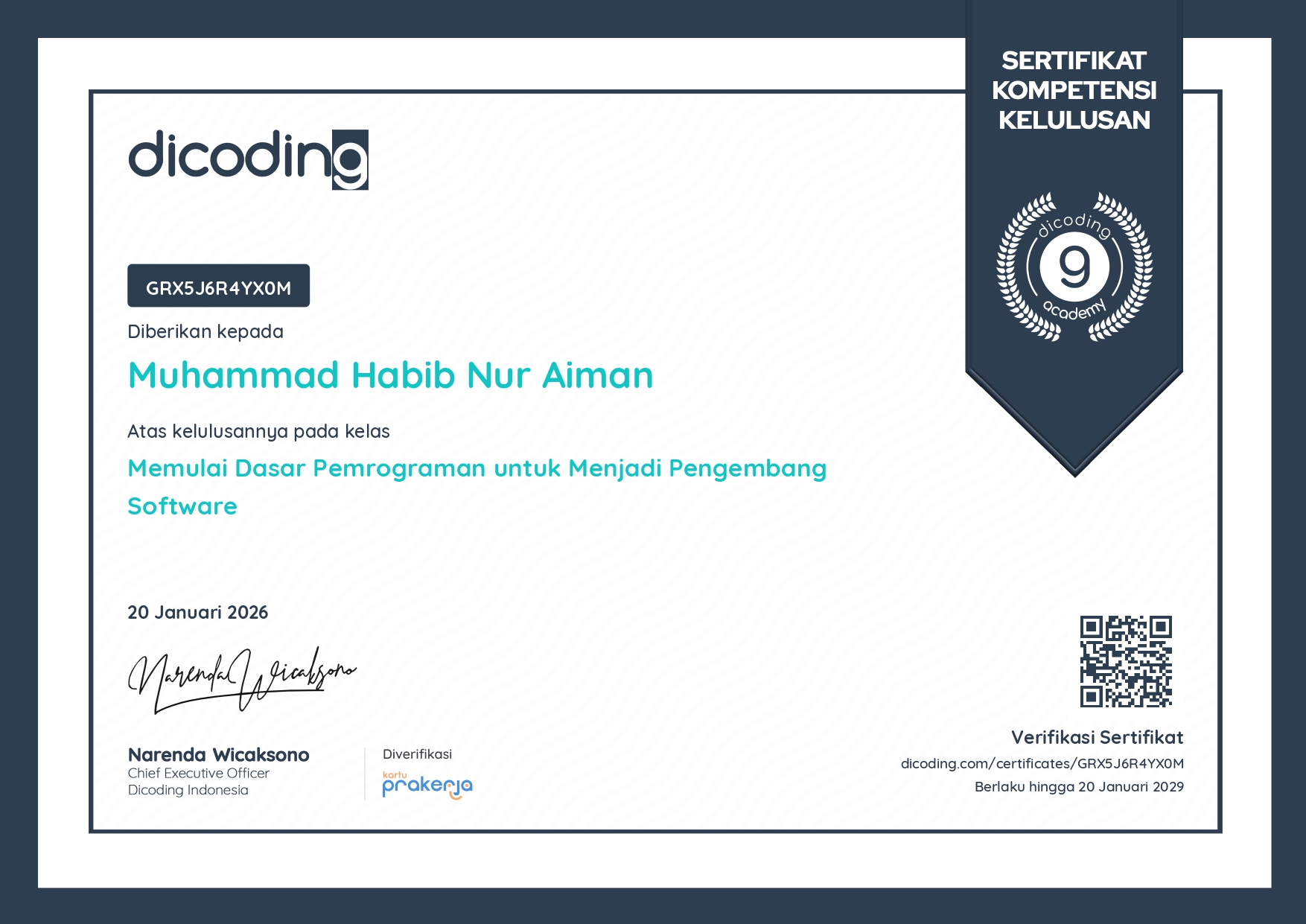 Sertifikat Kelulusan